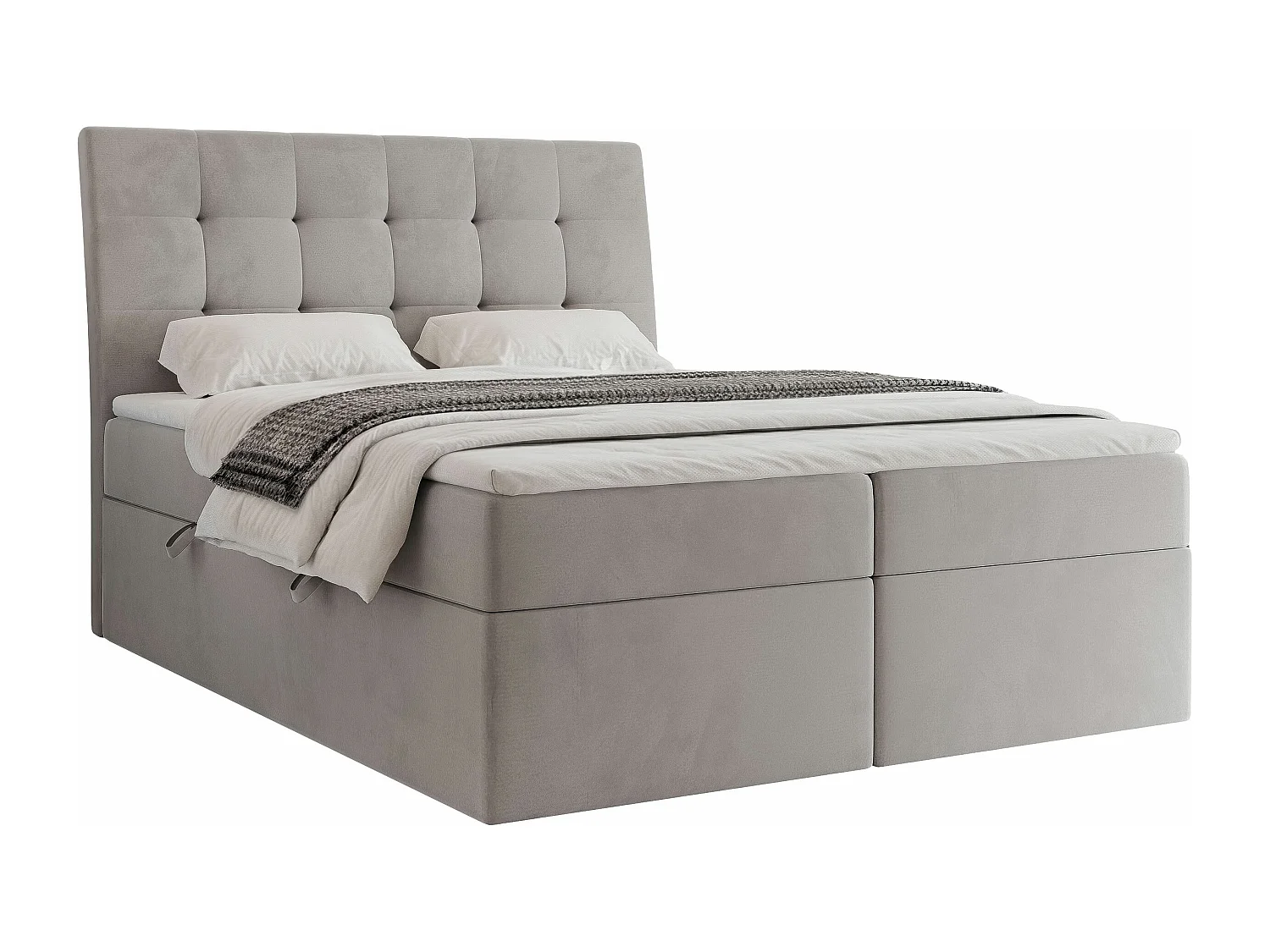 Lit continental rembourré avec surmatelas, gris clair - 120x200 - BAILEY