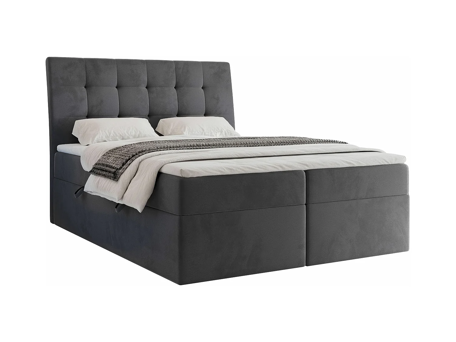 Lit continental rembourré avec matelas, gris anthracite - 120x200 - BAILEY