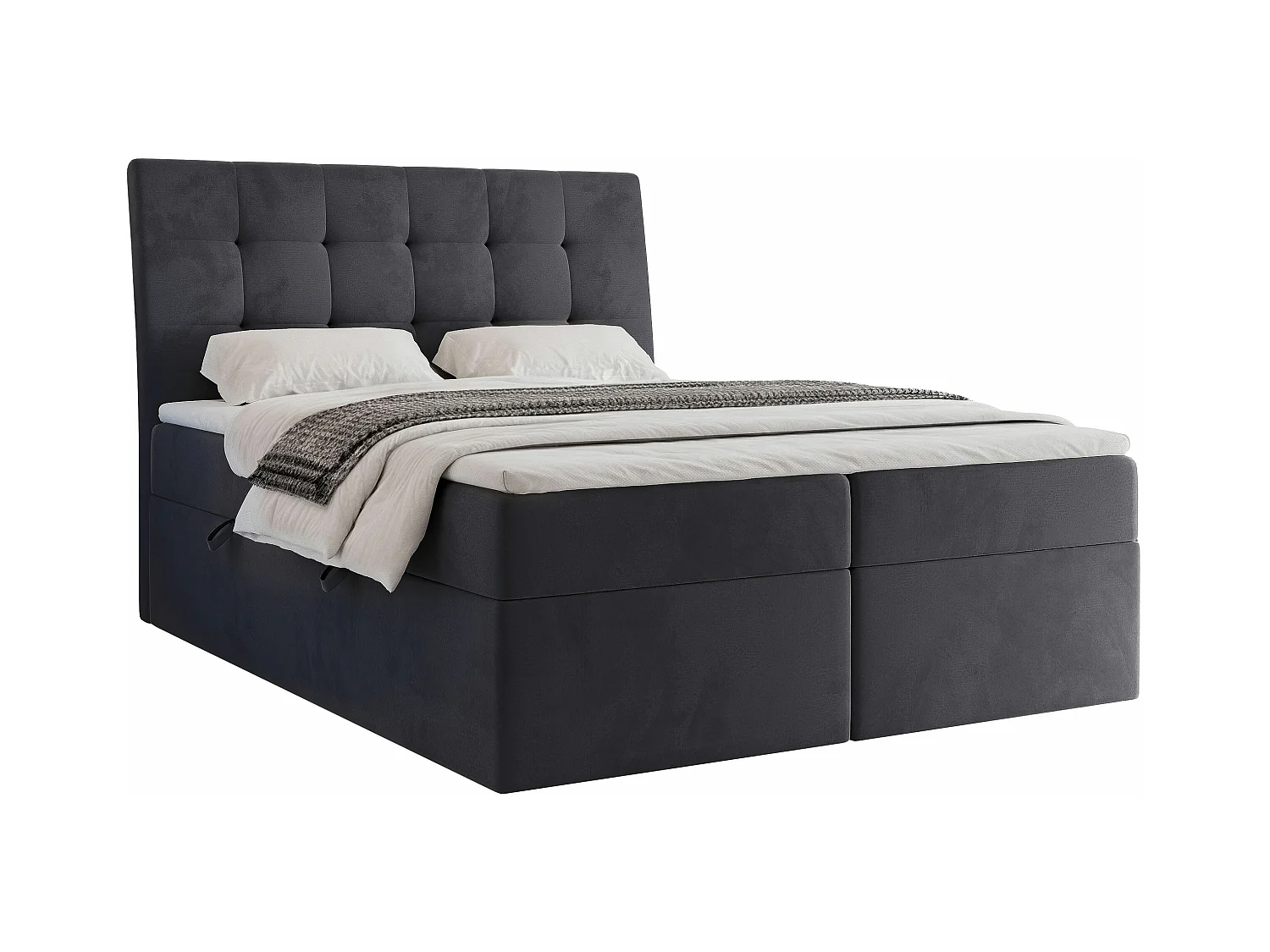 Lit continental rembourré avec surmatelas, gris anthracite - 180x200 - BAILEY