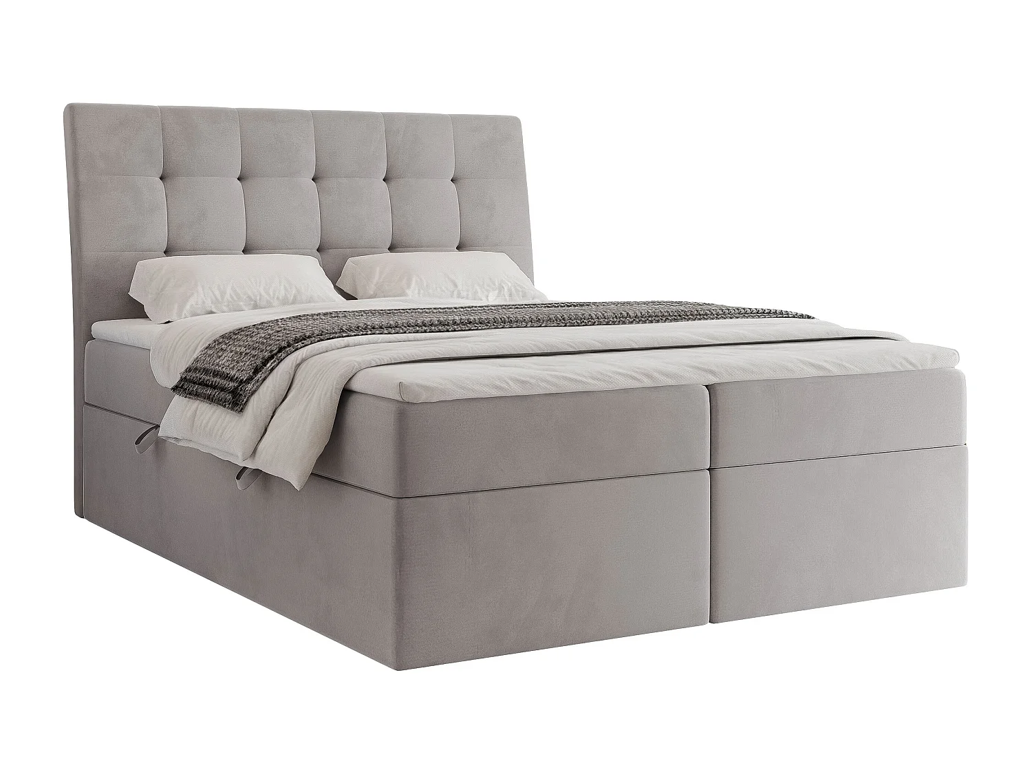 Lit continental rembourré avec surmatelas, gris - 140x200 - BAILEY