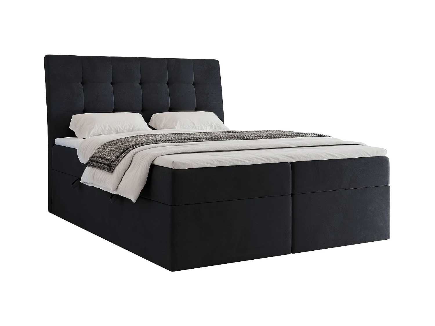 Lit continental rembourré avec matelas, noir - 200x200