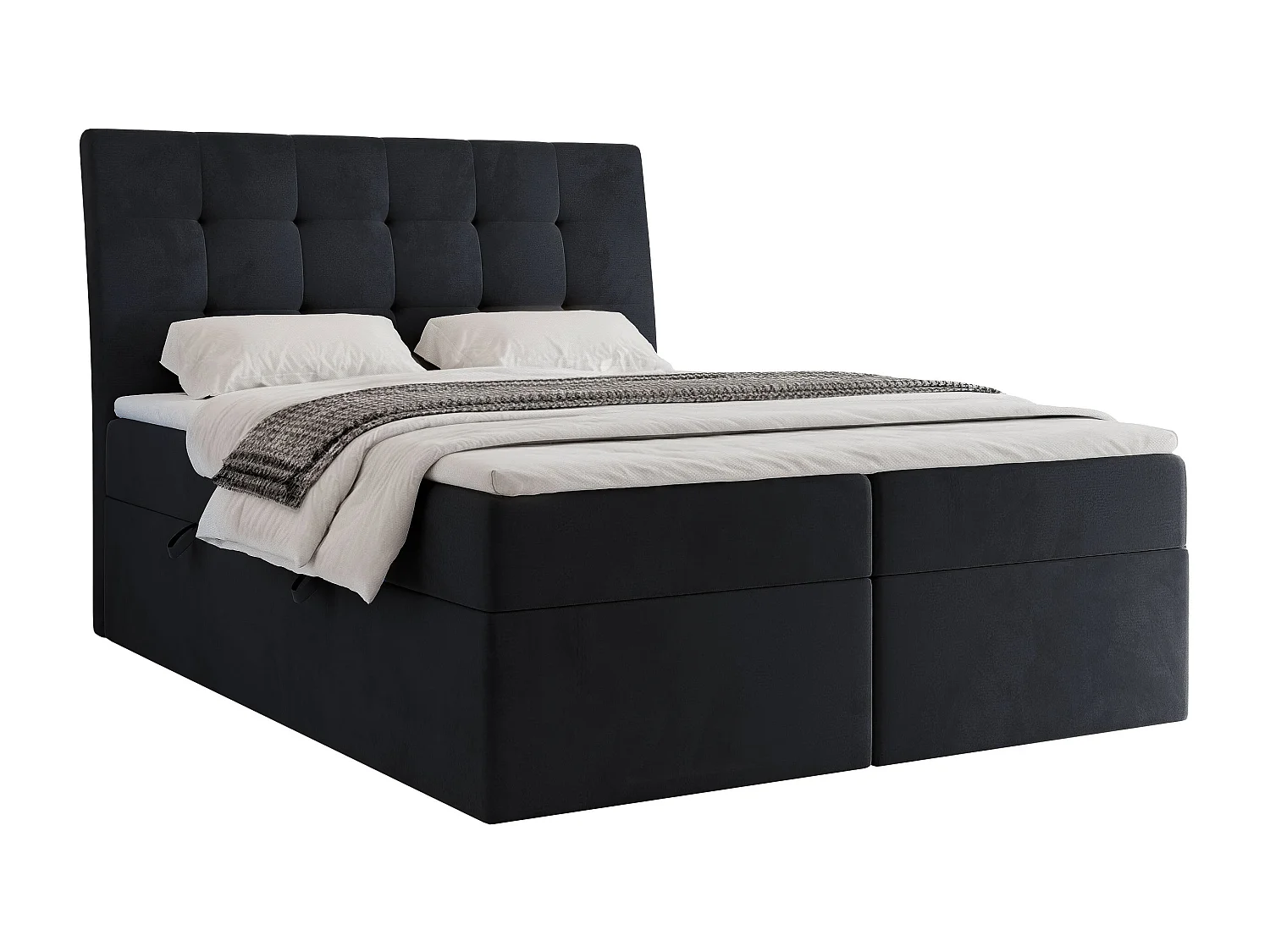 Lit continental rembourré avec matelas, noir - 200x200