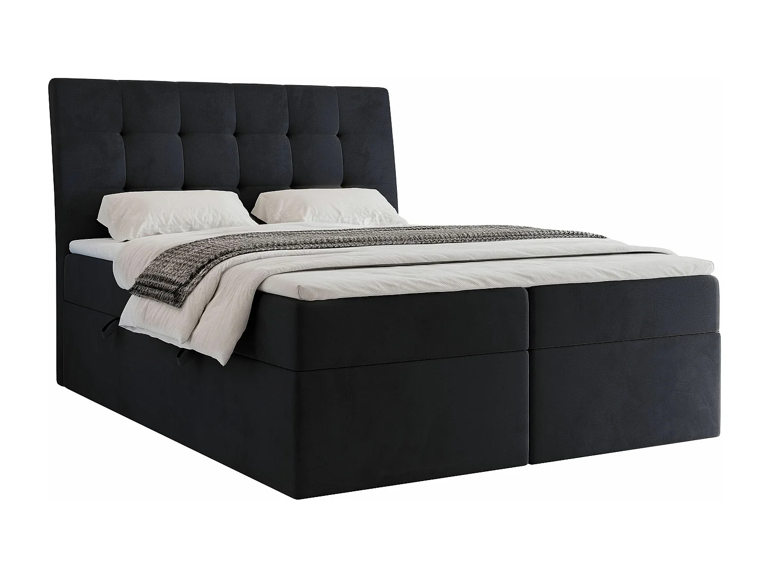 Lit continental rembourré avec surmatelas, noir - 160x200 - BAILEY