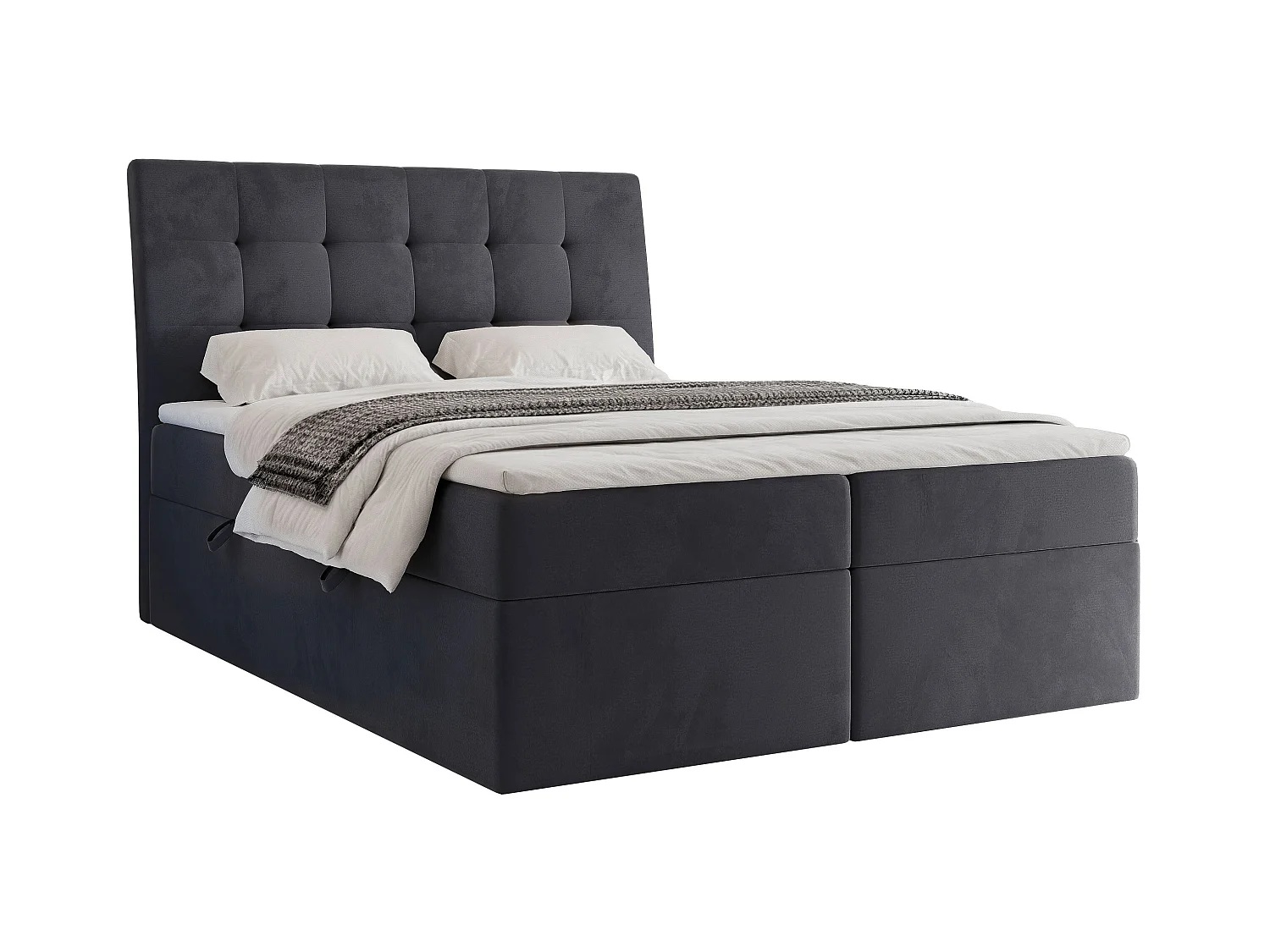 Lit continental rembourré avec matelas, gris anthracite - 140x200