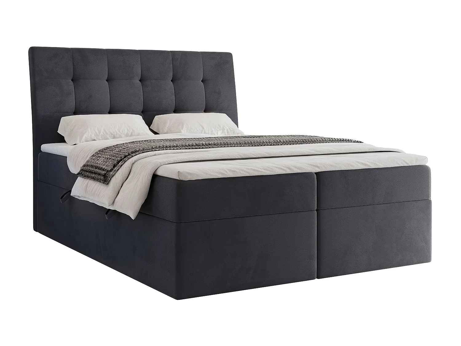 Lit continental rembourré avec matelas, gris anthracite - 140x200