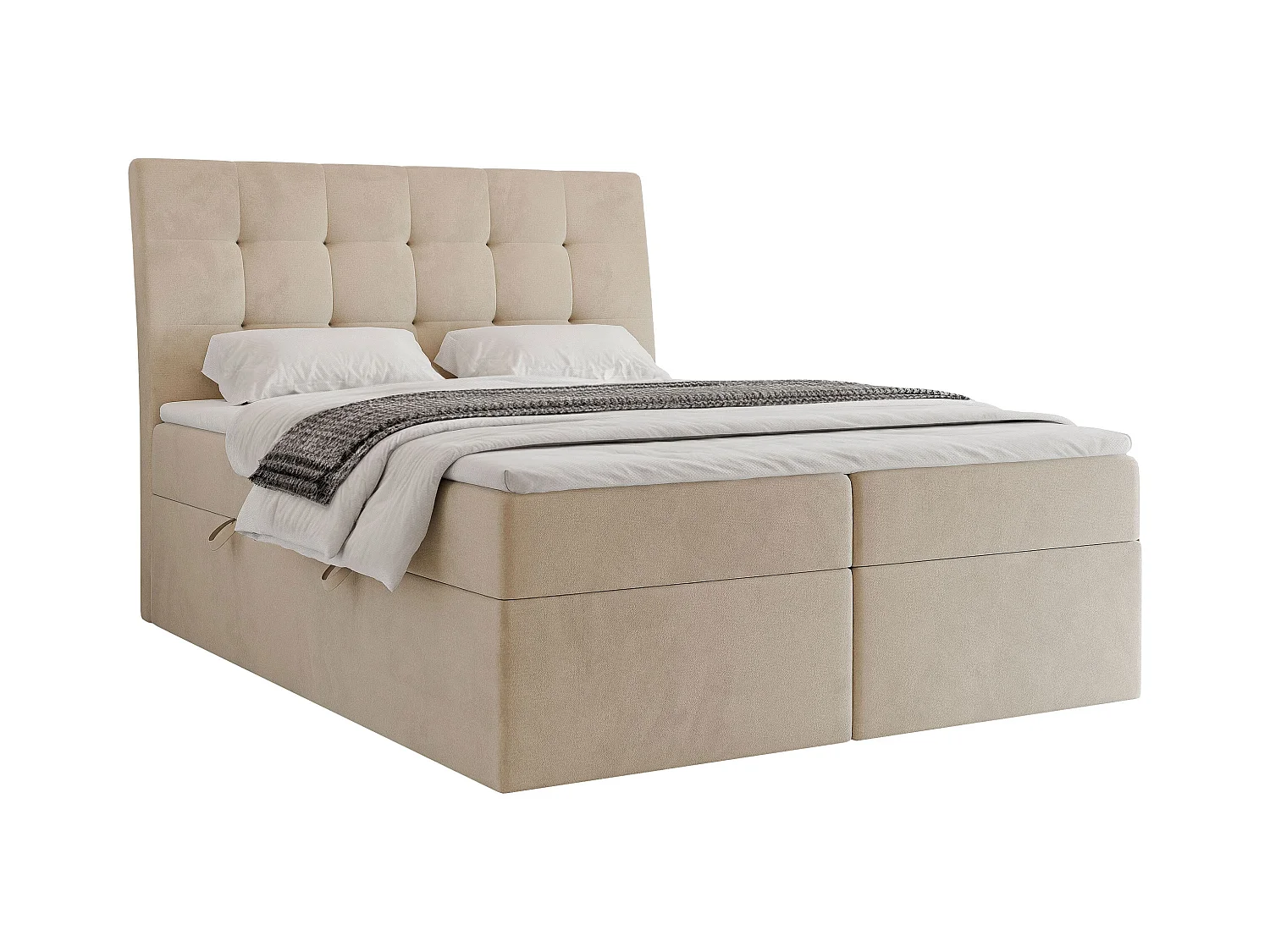 Lit continental rembourré avec matelas, crème - 200x200