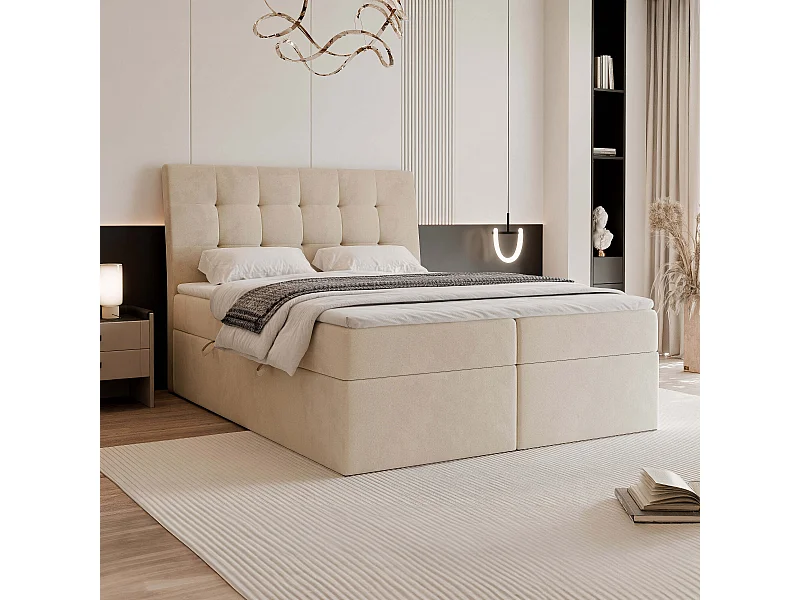 Lit continental rembourré avec surmatelas, crème - 120x200 - BAILEY