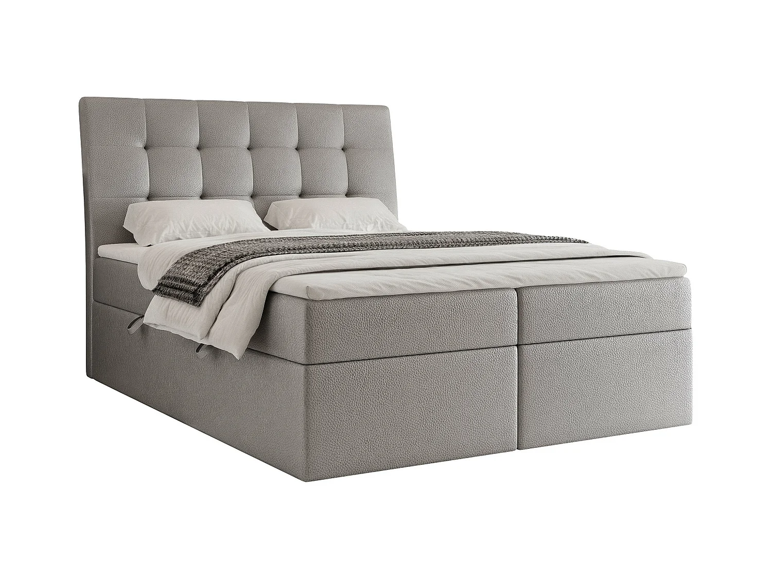 Lit continental rembourré avec matelas, gris  - 180x200