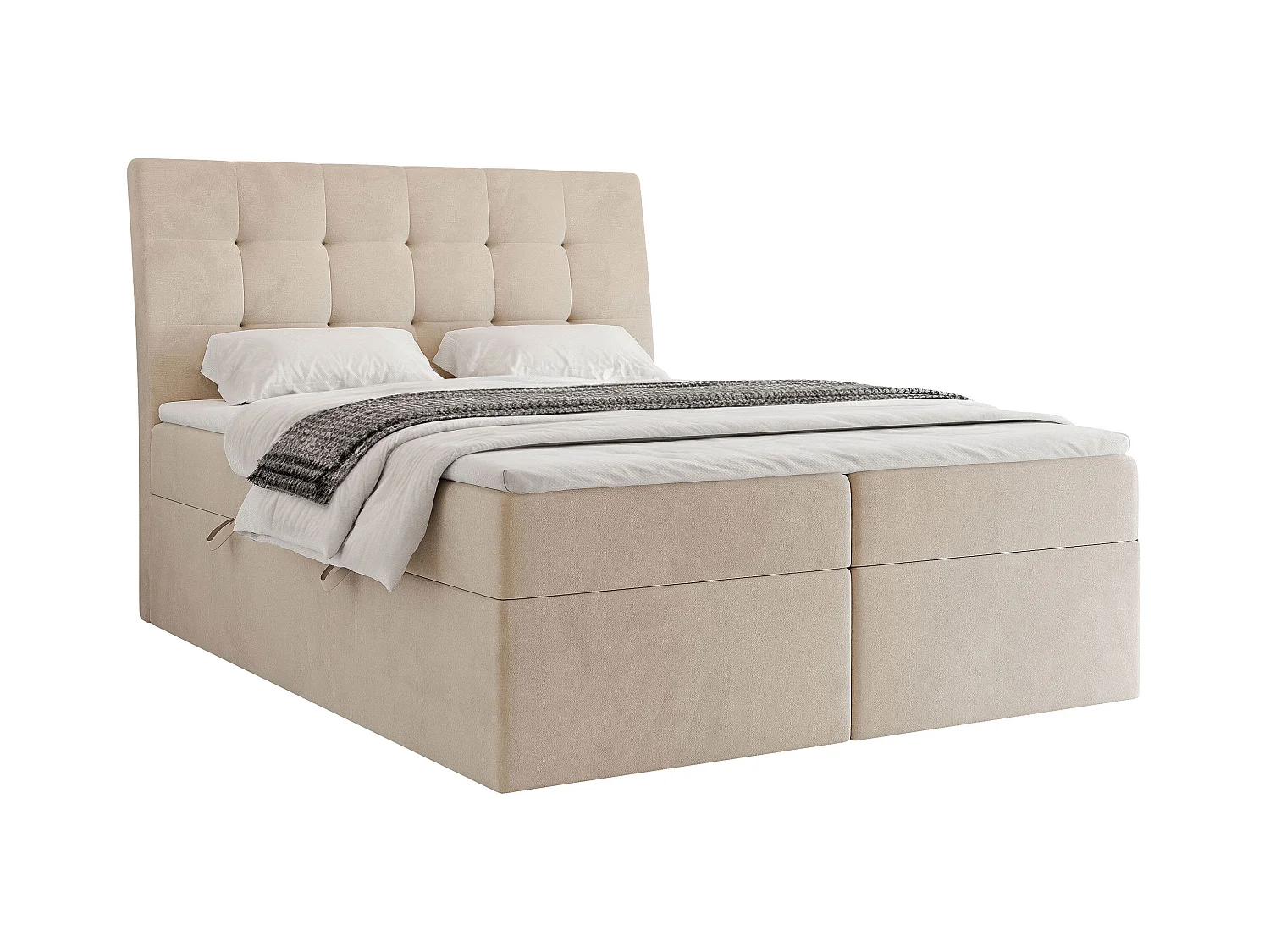 Lit continental rembourré avec surmatelas, beige - 120x200 - BAILEY