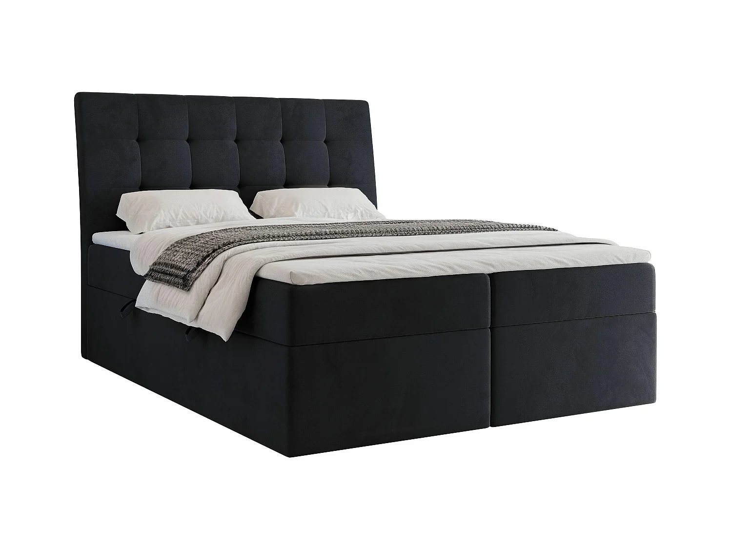 Lit continental rembourré avec matelas, noir - 120x200