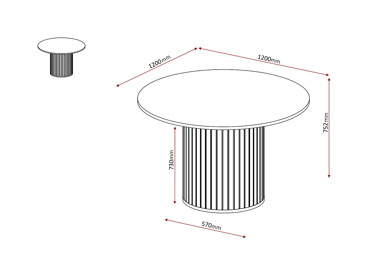 Table à manger ronde SENTO - 4 personnes, MDF Crème