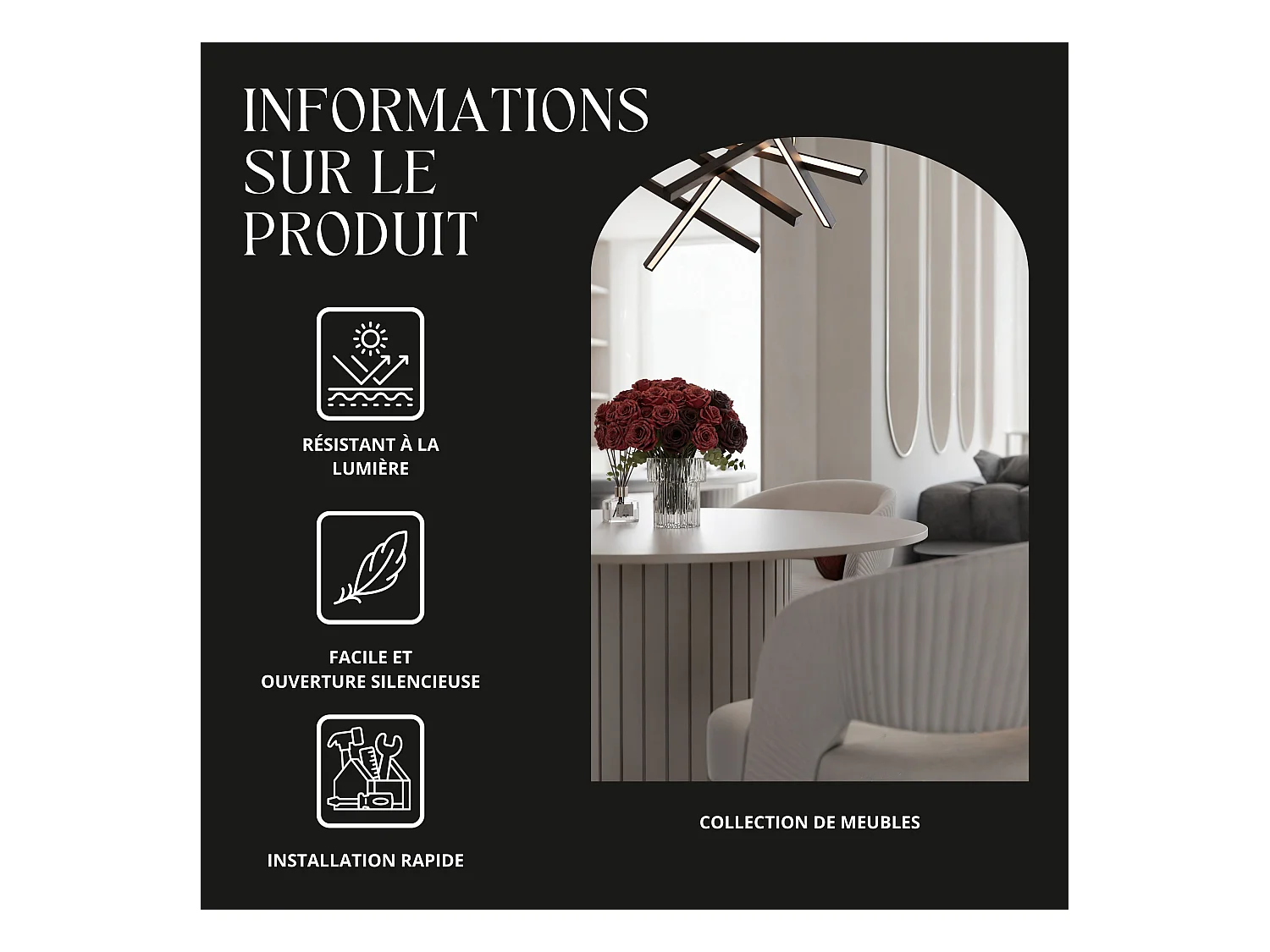 Table à manger ronde SENTO - 4 personnes, MDF Crème