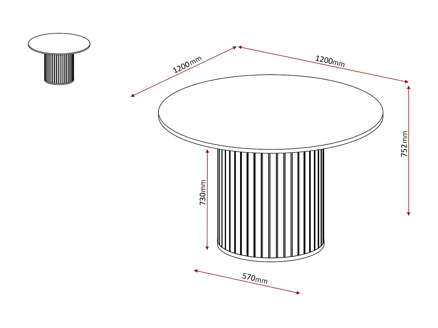 Table à manger ronde SENTO - 4 personnes, MDF Crème