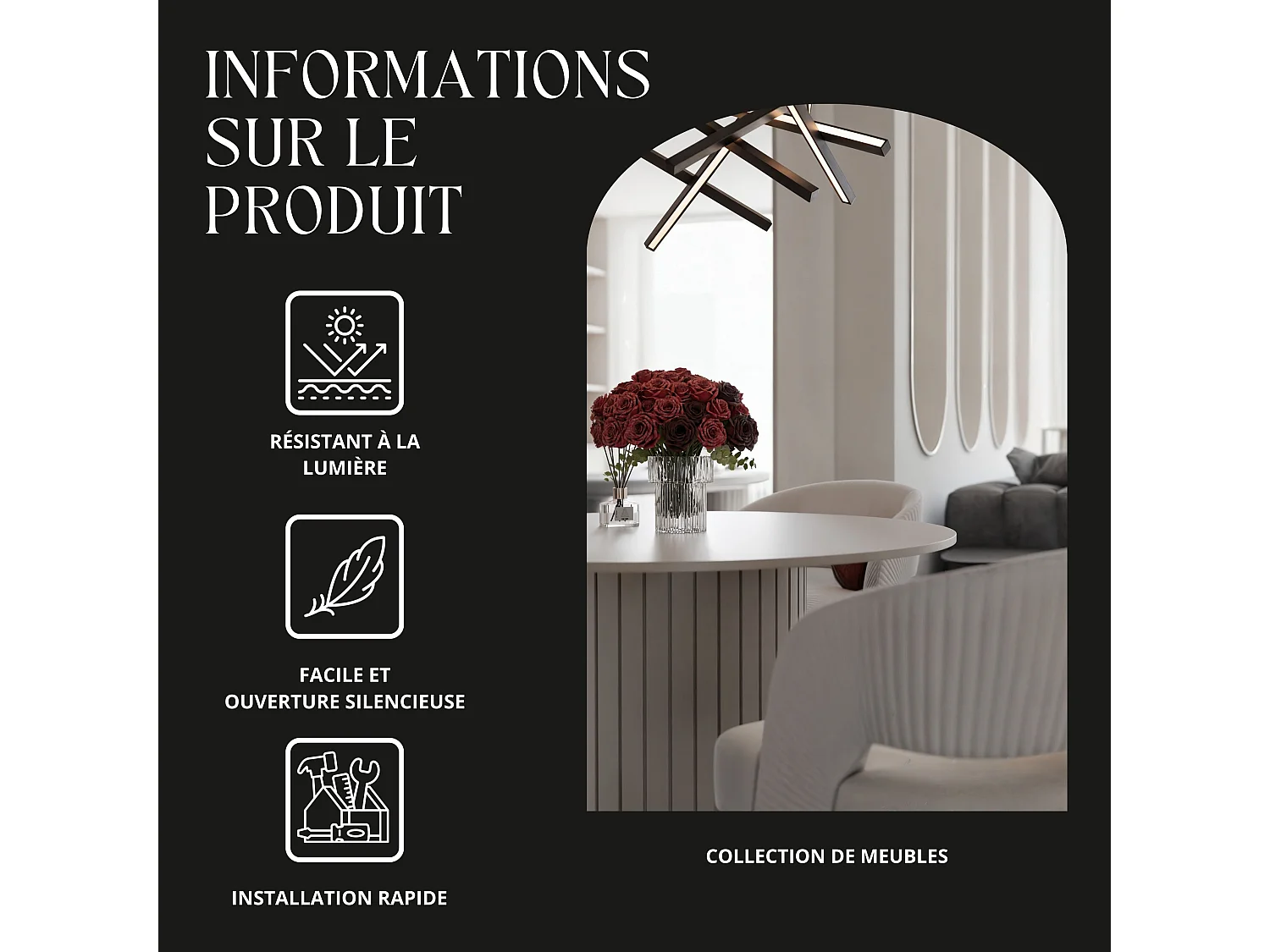 Table à manger ronde SENTO - 4 personnes, MDF Crème