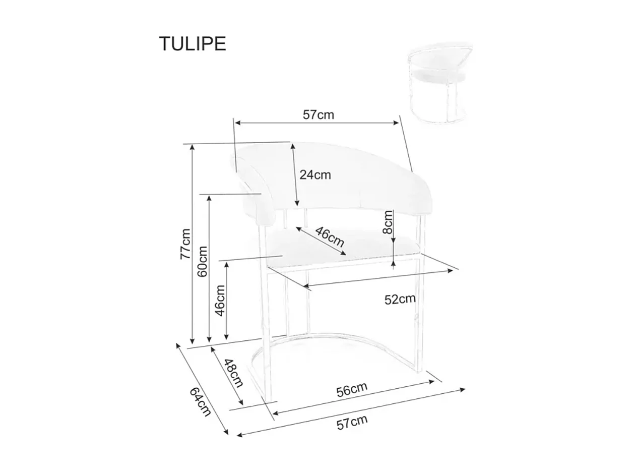 Stuhl Tulipe/Samtstoffbezug/Braun&Gold