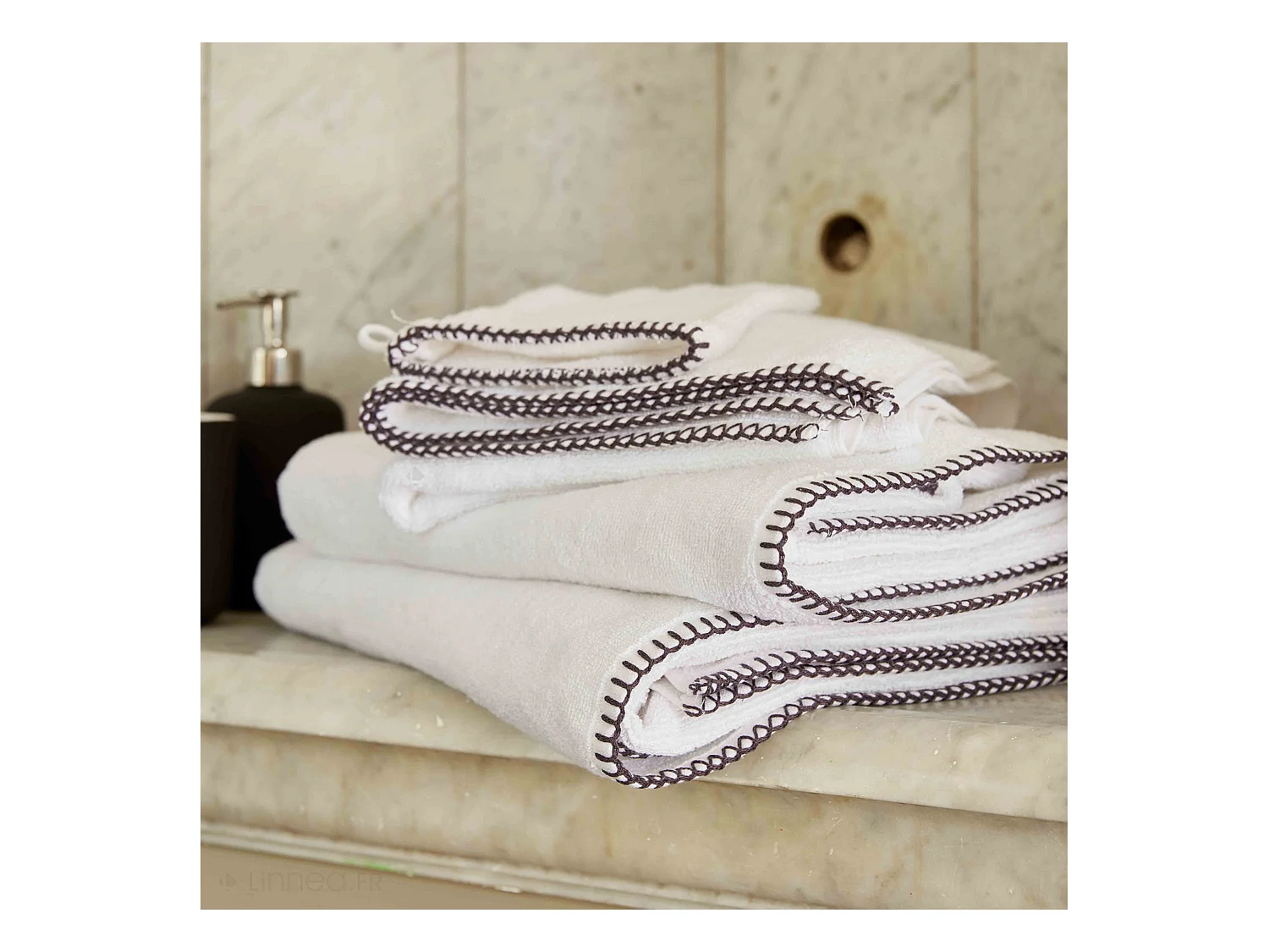 Serviette de toilette éponge bouclette 50x100 FJORD coton bleu marine