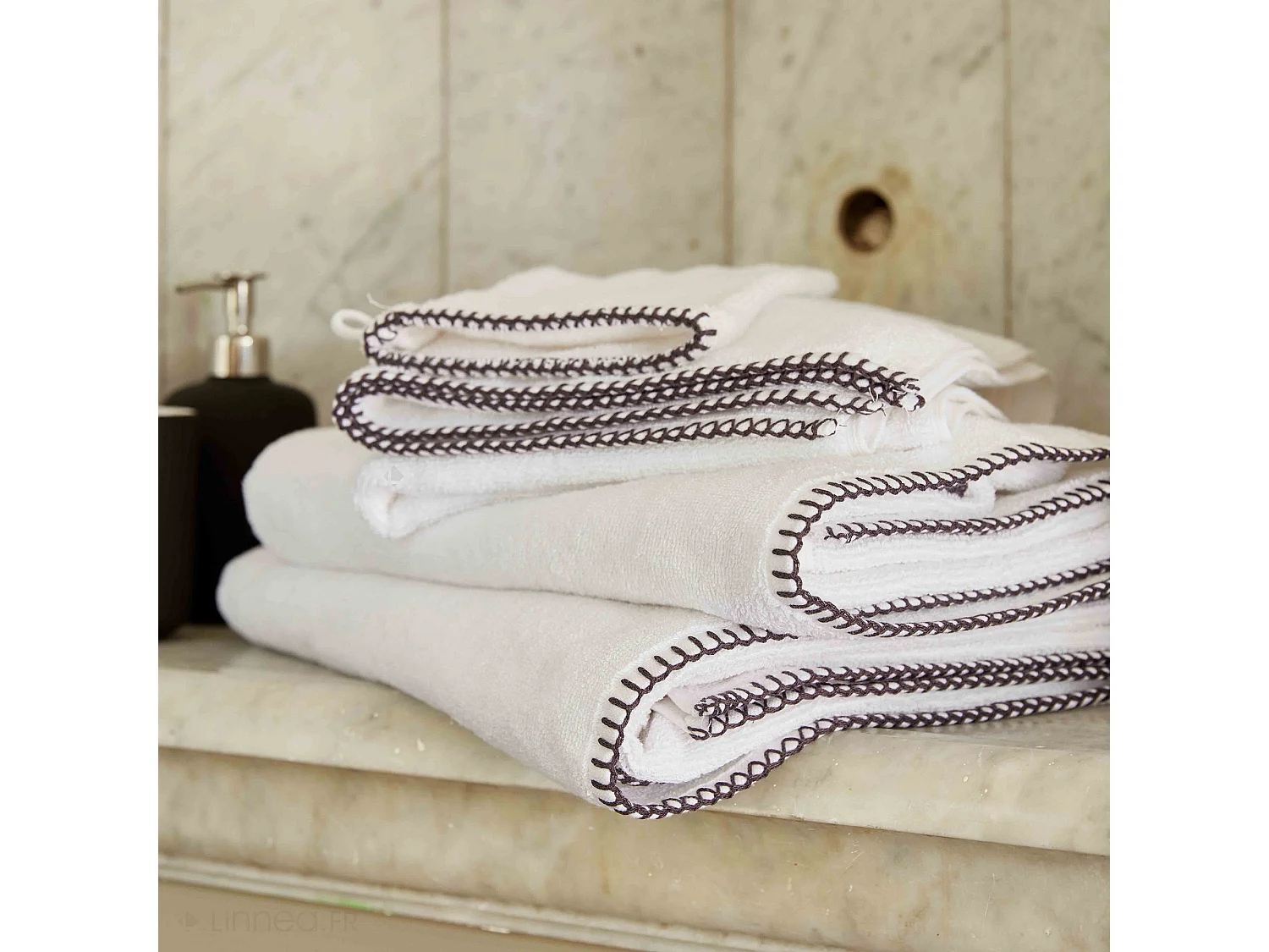 Serviette de toilette éponge bouclette 50x100 FJORD coton gris plomb