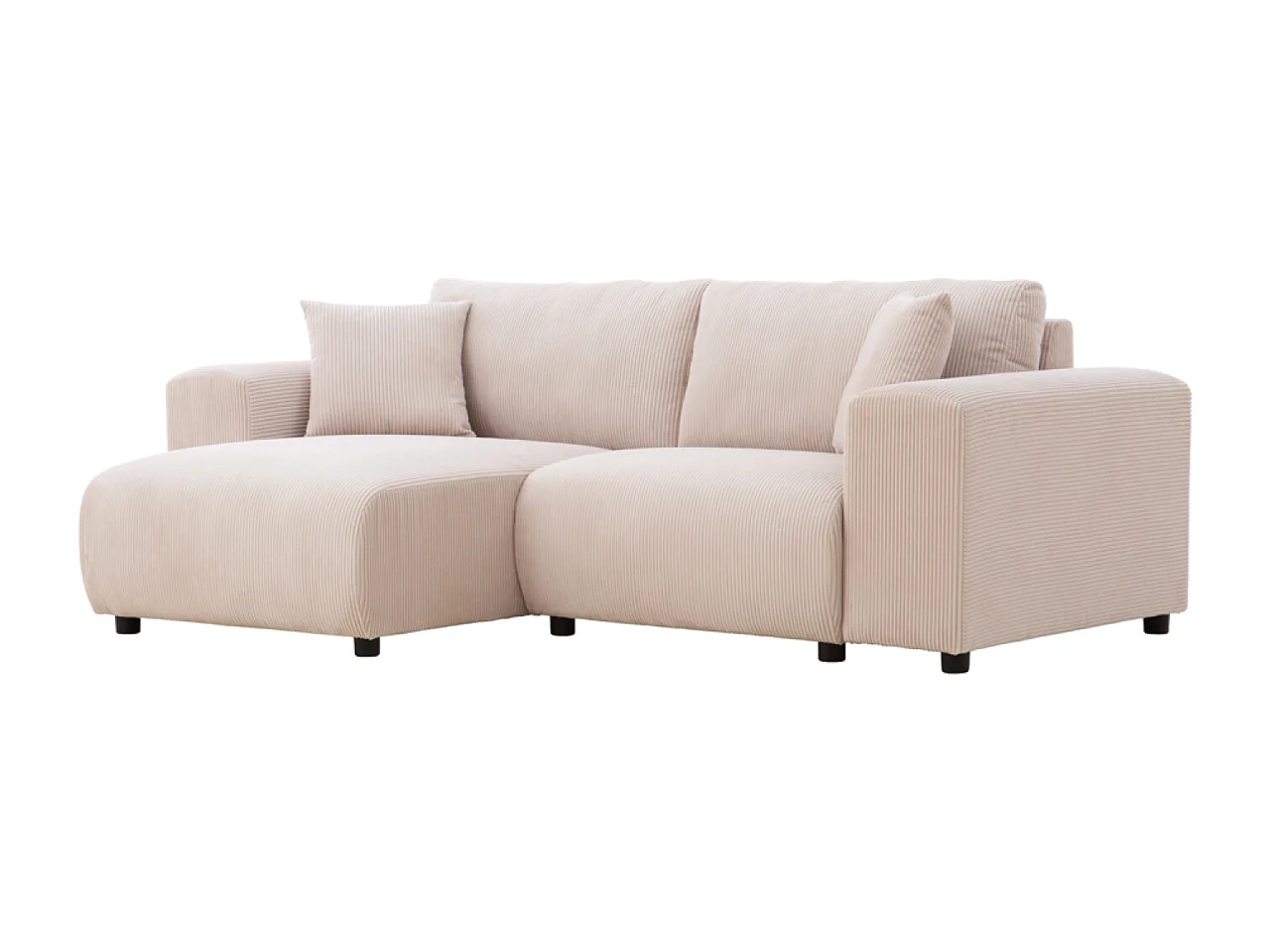 Canapé d'angle modulable 3 places en velours côtelé beige ABERDEEN