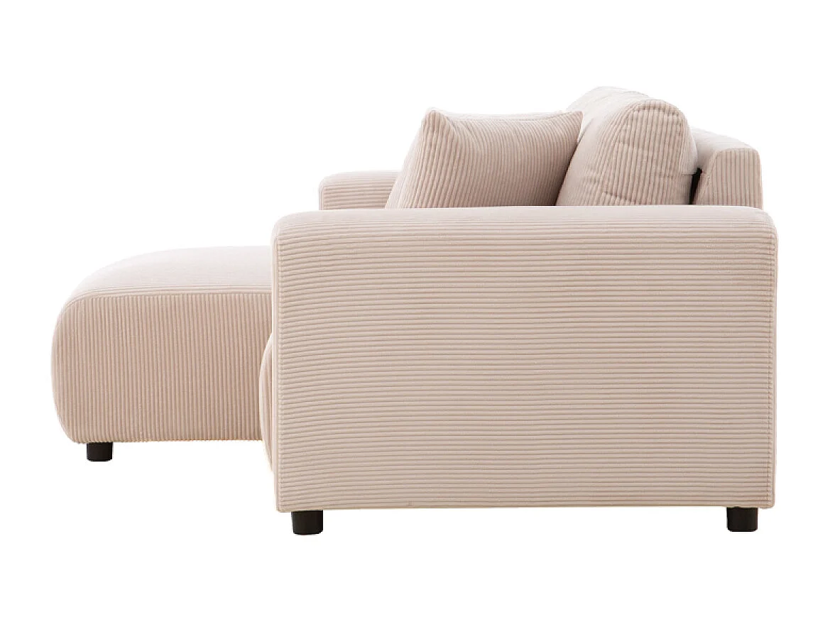 Canapé d'angle modulable 3 places en velours côtelé beige ABERDEEN