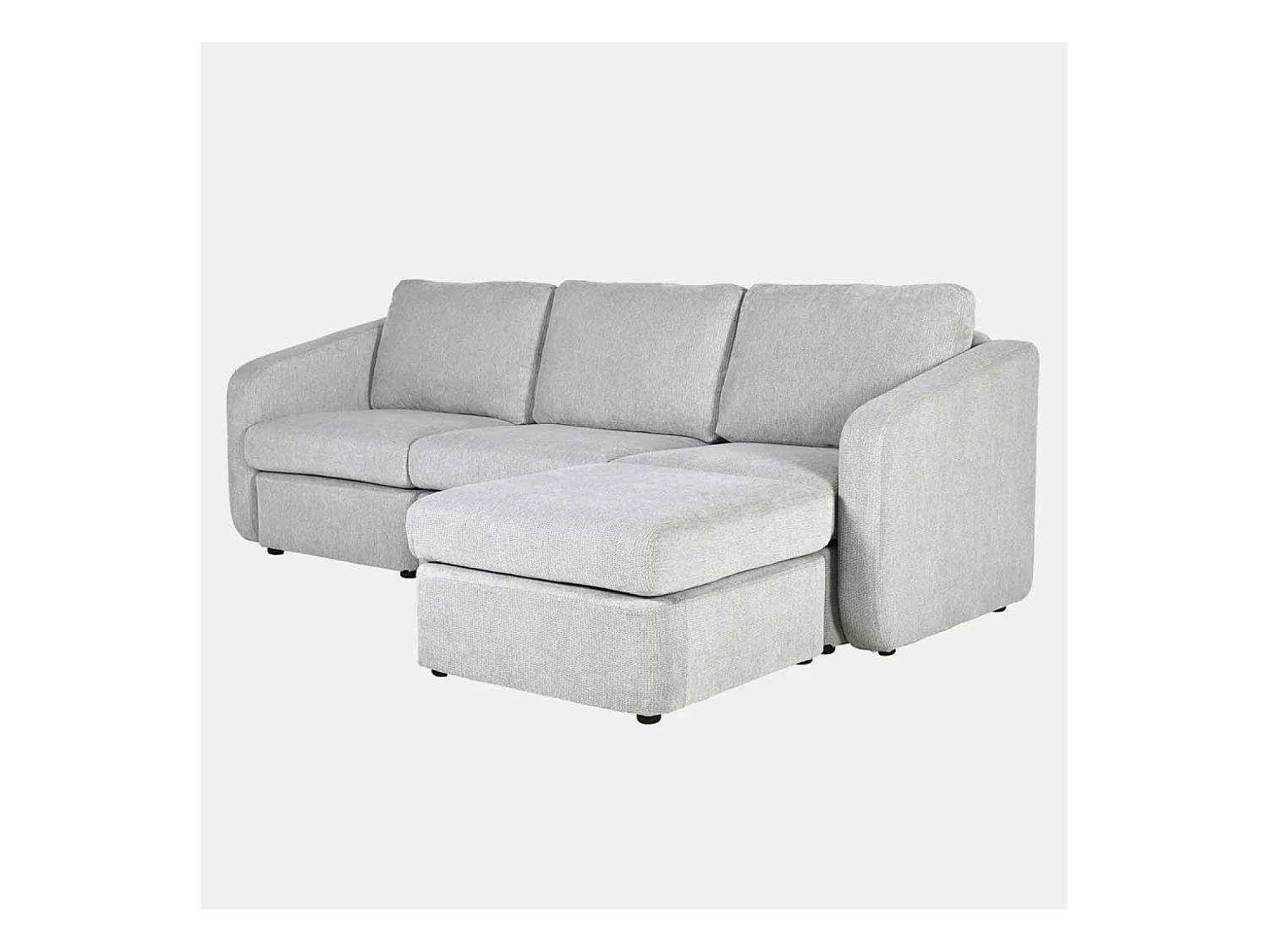 Canapé modulable 3 places gris clair avec pouf KONEKT
