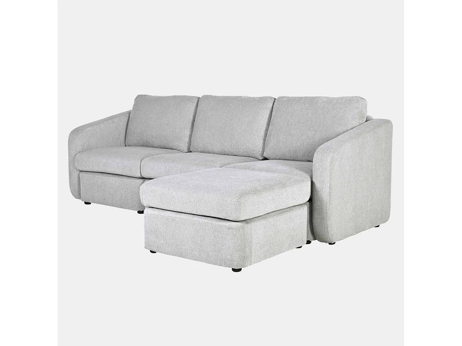 Canapé modulable 3 places gris clair avec pouf KONEKT