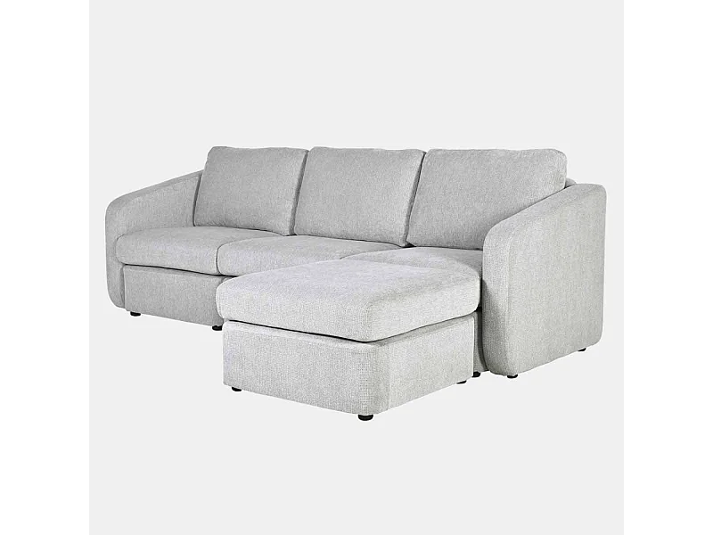 Canapé modulable 3 places gris clair avec pouf KONEKT