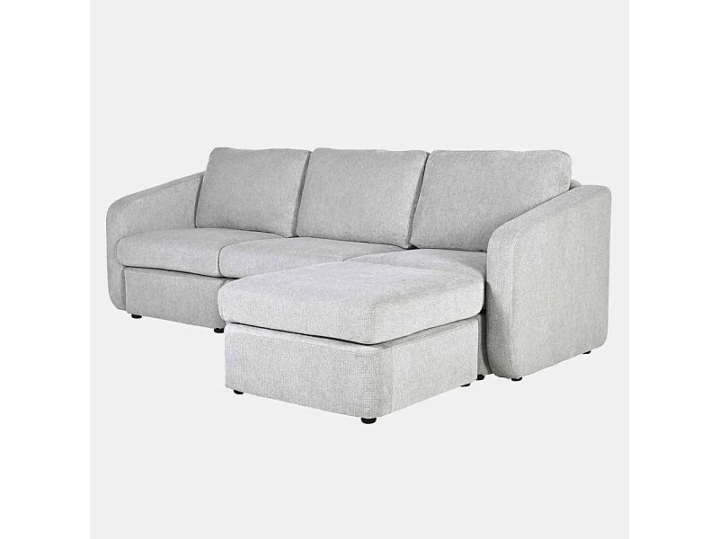 Canapé modulable 3 places gris clair avec pouf KONEKT