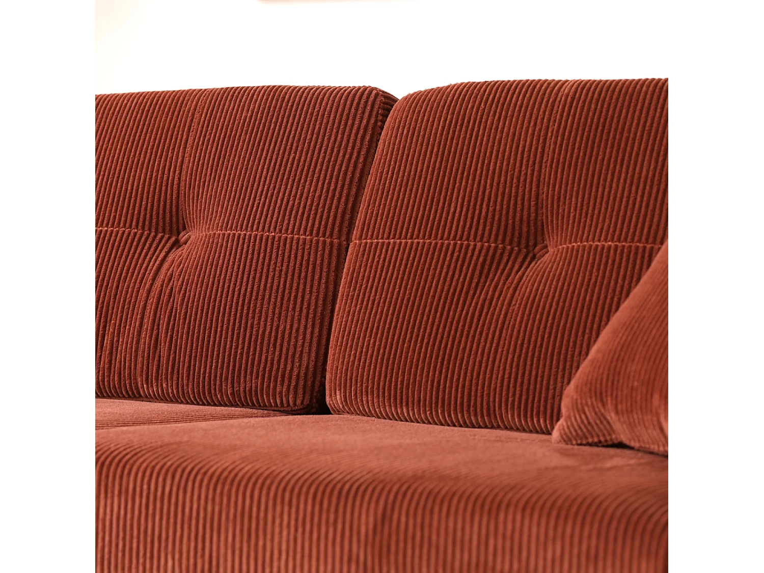 Canapé 3 places scandinave en velours côtelé terracotta HOGA