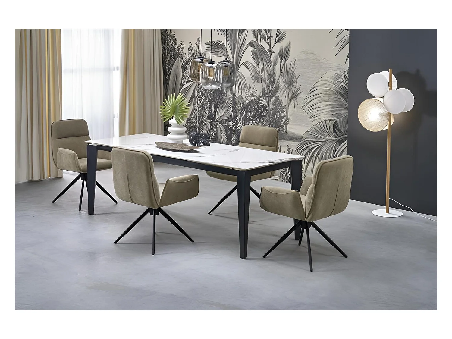 Chaise Mike/Housse en velours/Gris/Vert