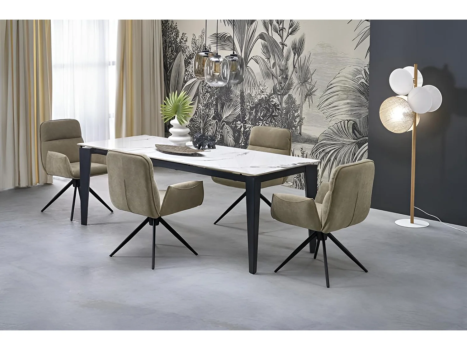 Chaise Mike/Housse en velours/Gris/Vert