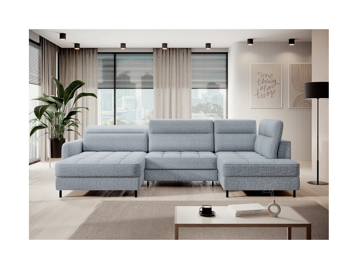 Canapé Corner Silvio UL/revêtement tissu/