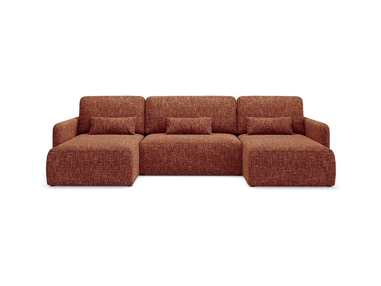 Canapé U convertible 4 places avec coffre Lazare Terracotta