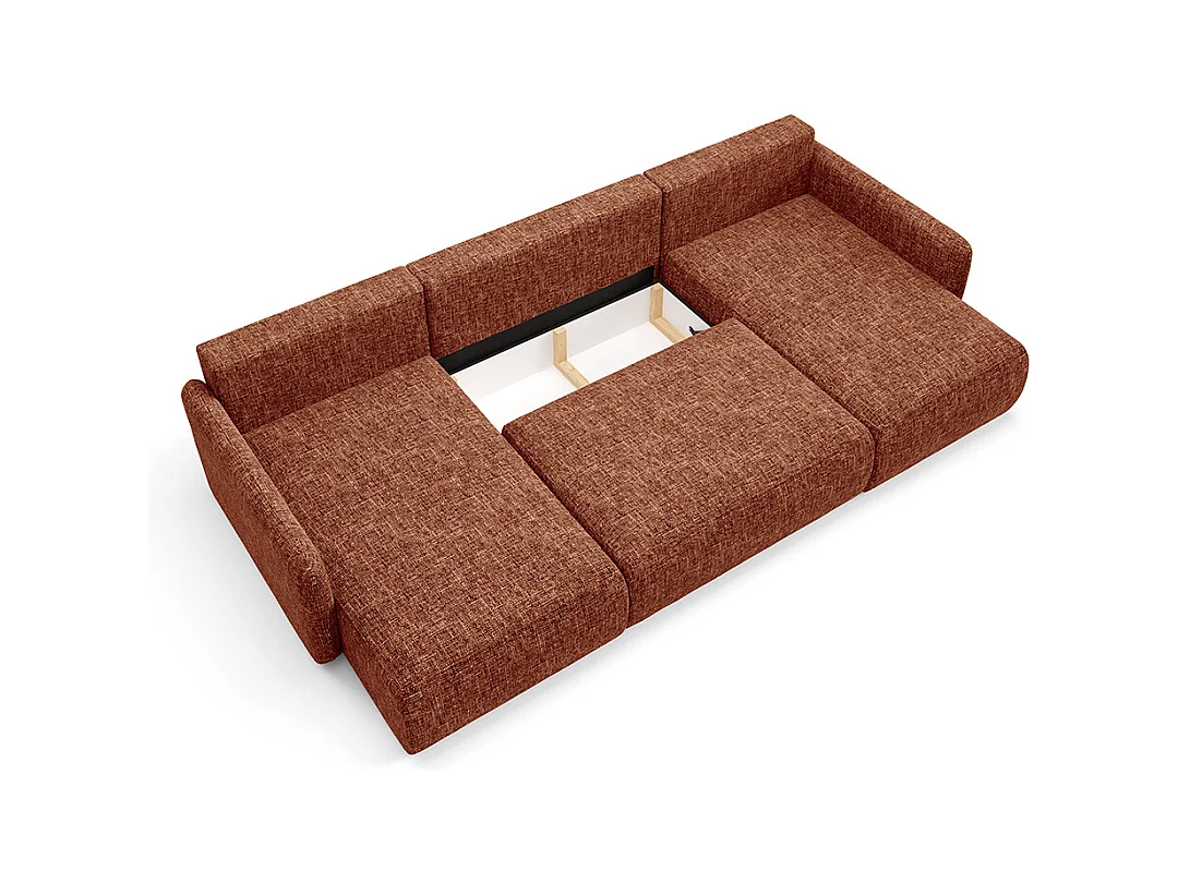 Canapé U convertible 4 places avec coffre Lazare Terracotta