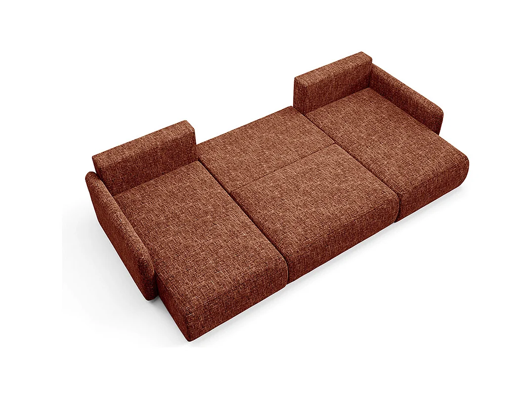 Canapé U convertible 4 places avec coffre Lazare Terracotta