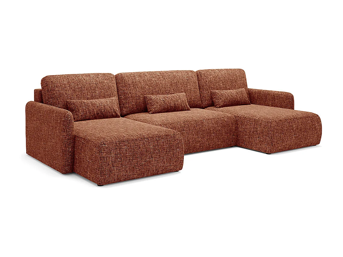 Canapé U convertible 4 places avec coffre Lazare Terracotta