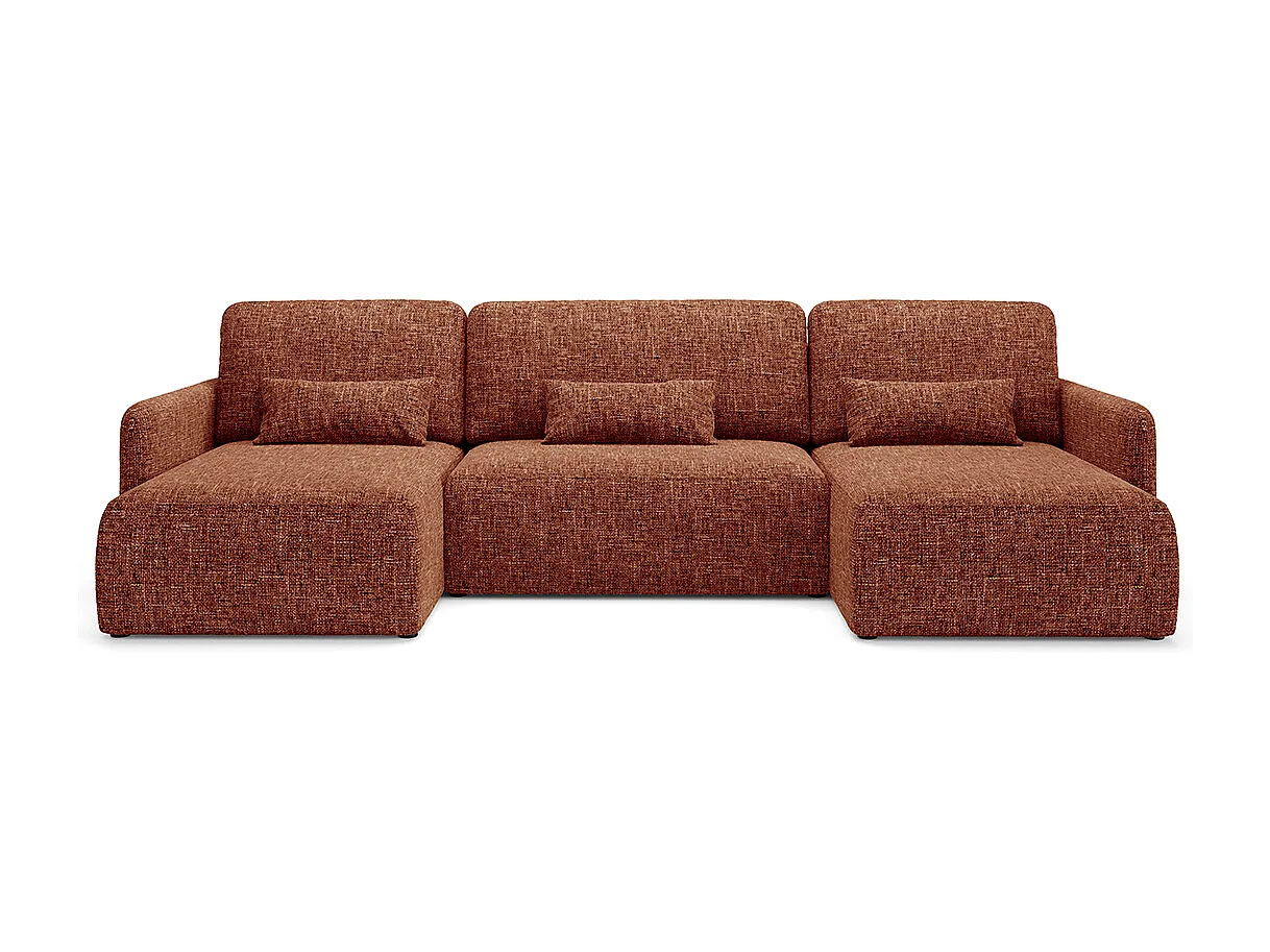 Canapé U convertible 4 places avec coffre Lazare Terracotta