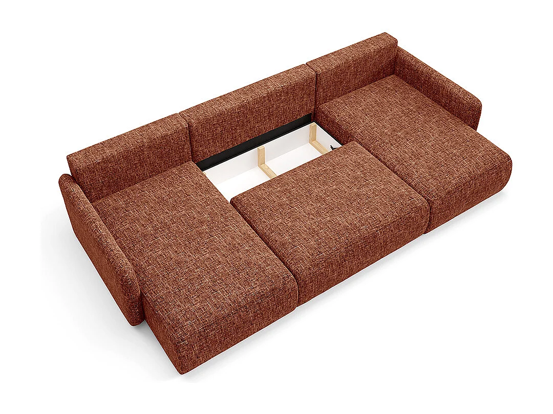 Canapé U convertible 4 places avec coffre Lazare Terracotta