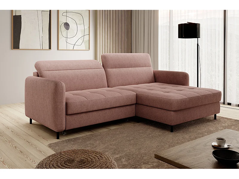 Divano d'angolo Tippo R/rivestimento in tessut/Rosa