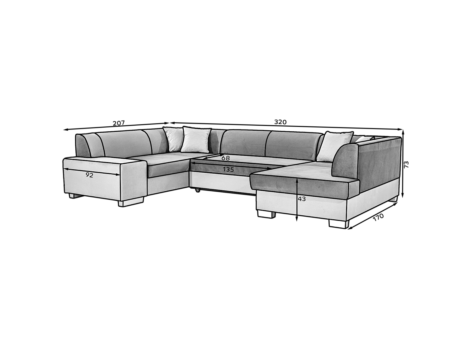 Ecksofa Violla UL/Stoffbezug/