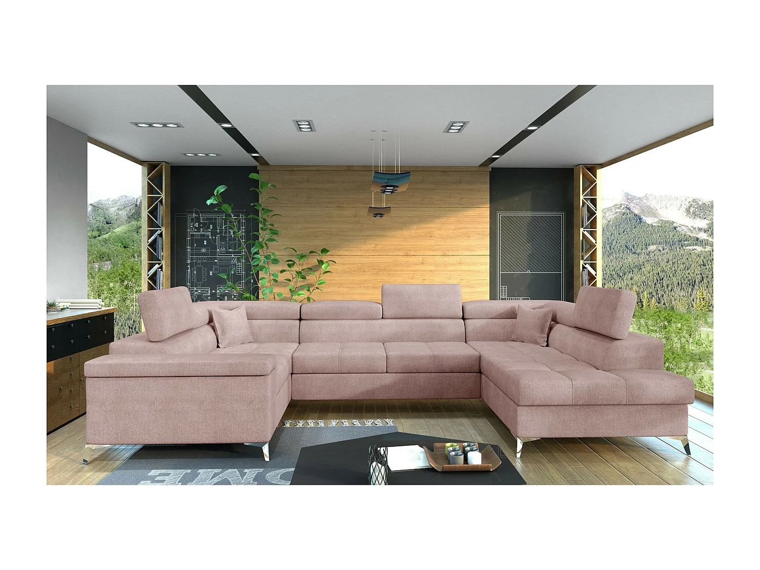 Ecksofa Roberto UR/Stoffbezug/Pink