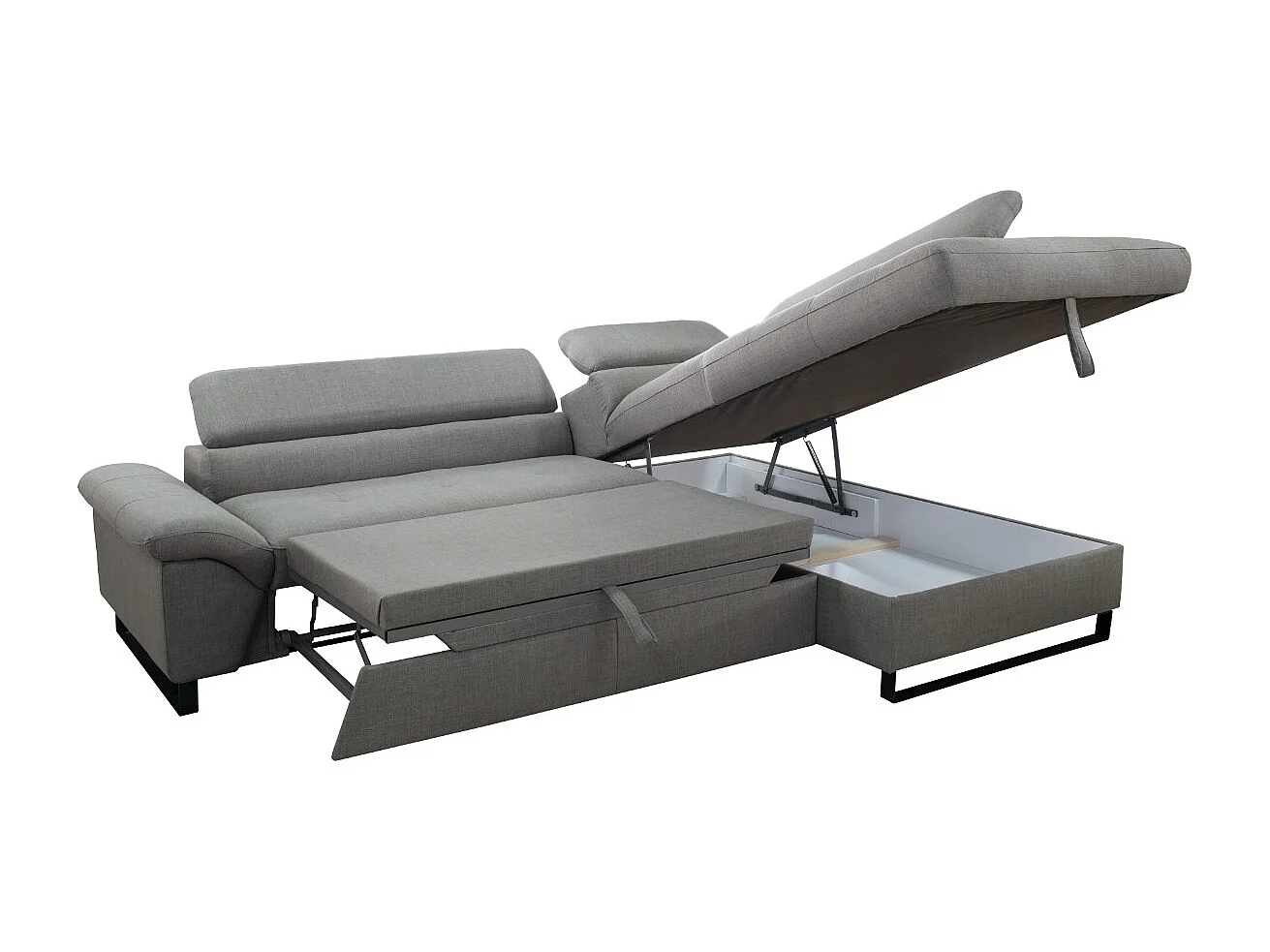 Divano d'angolo Nolan R/rivestimento in tessut/Grigio