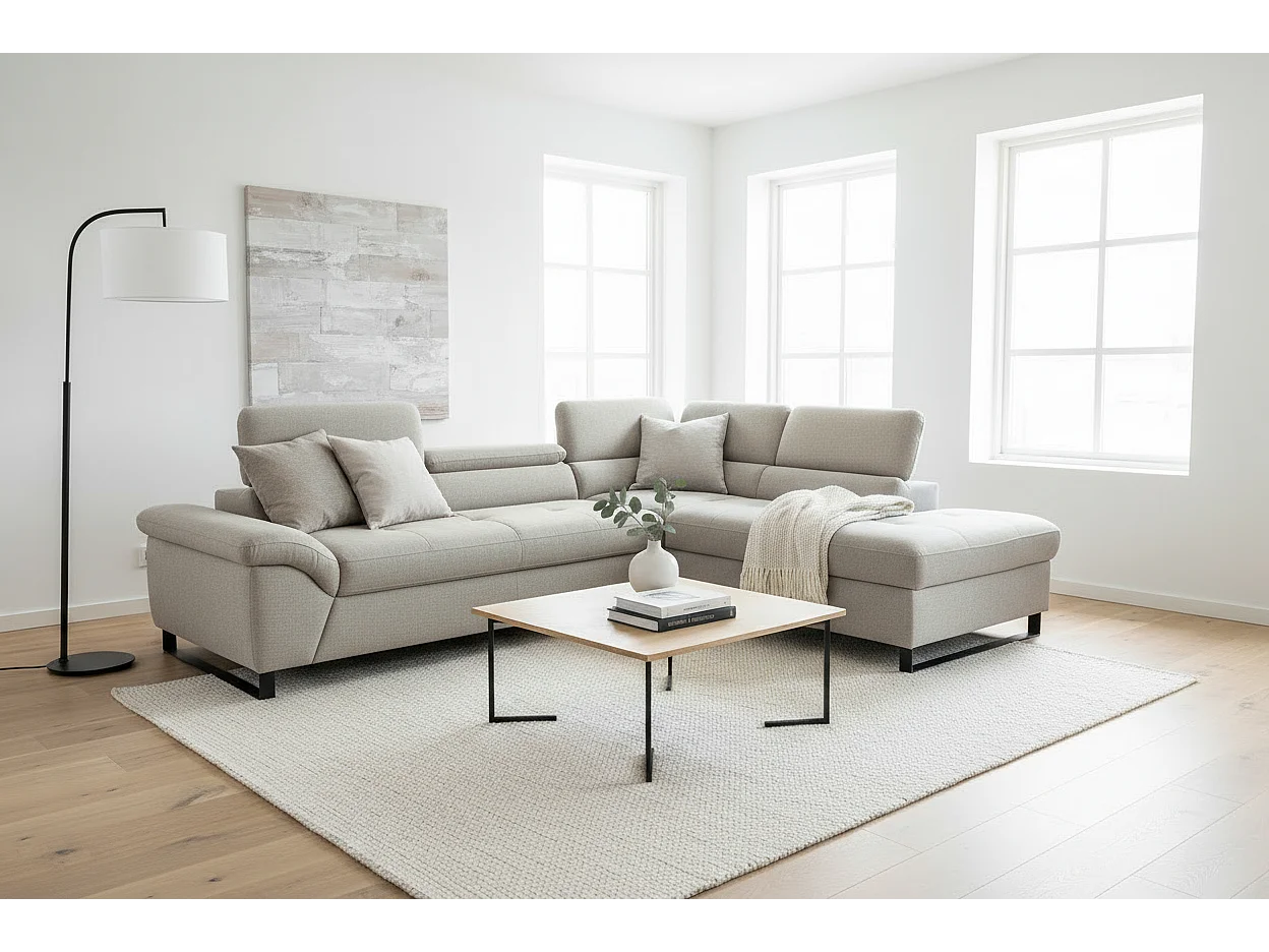 Divano d'angolo Nolan R/rivestimento in tessut/Grigio