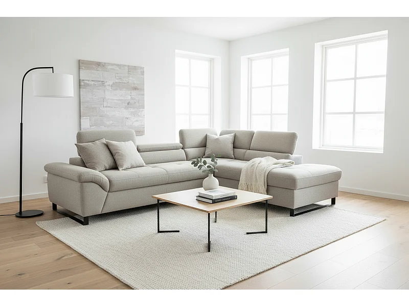 Ecksofa Nolan R/Stoffbezug/Hellgrau