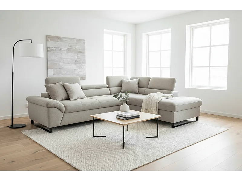 Ecksofa Nolan R/Stoffbezug/Hellgrau