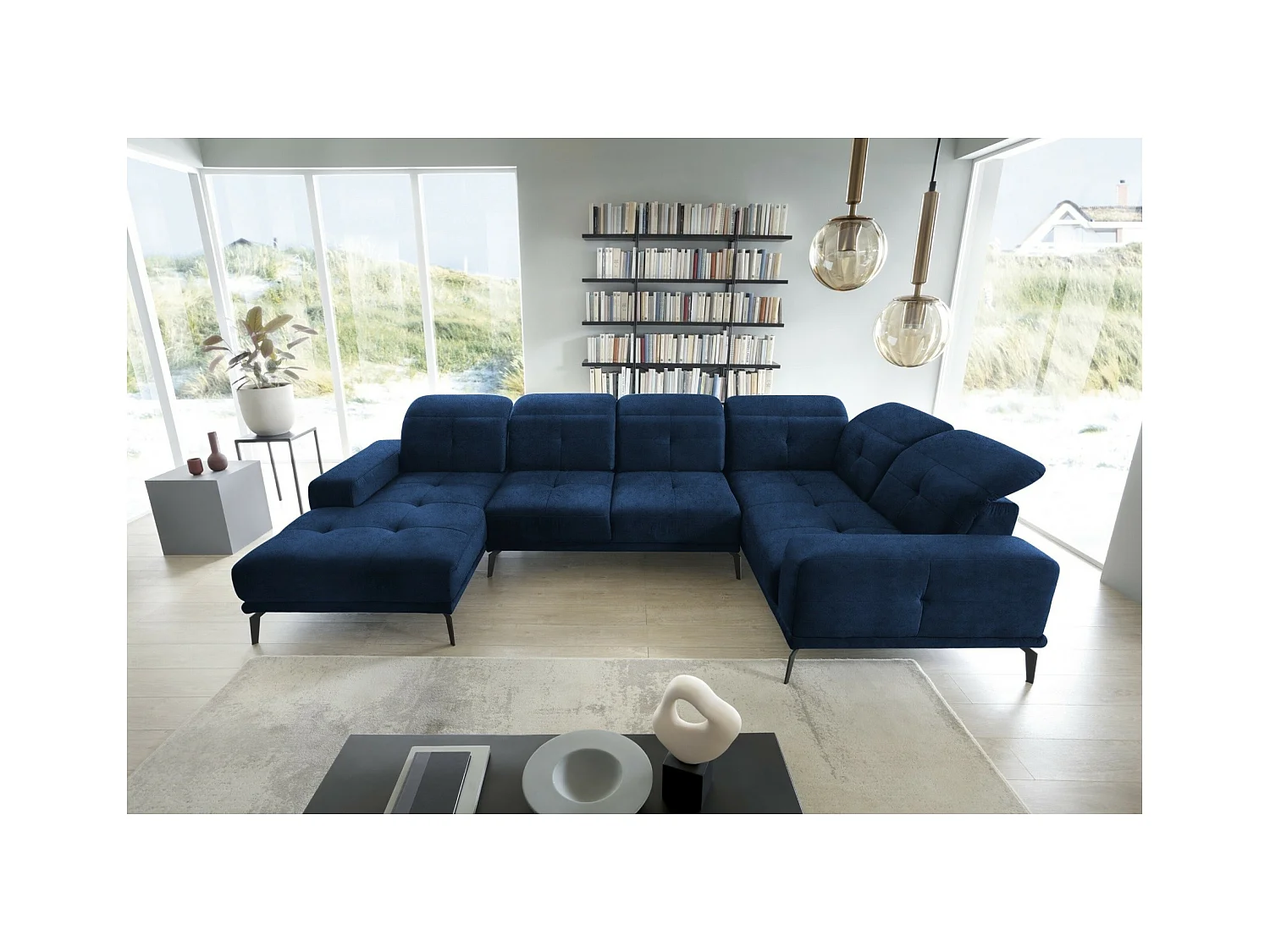 Ecksofa Conrado UR/Stoffbezug/Blau