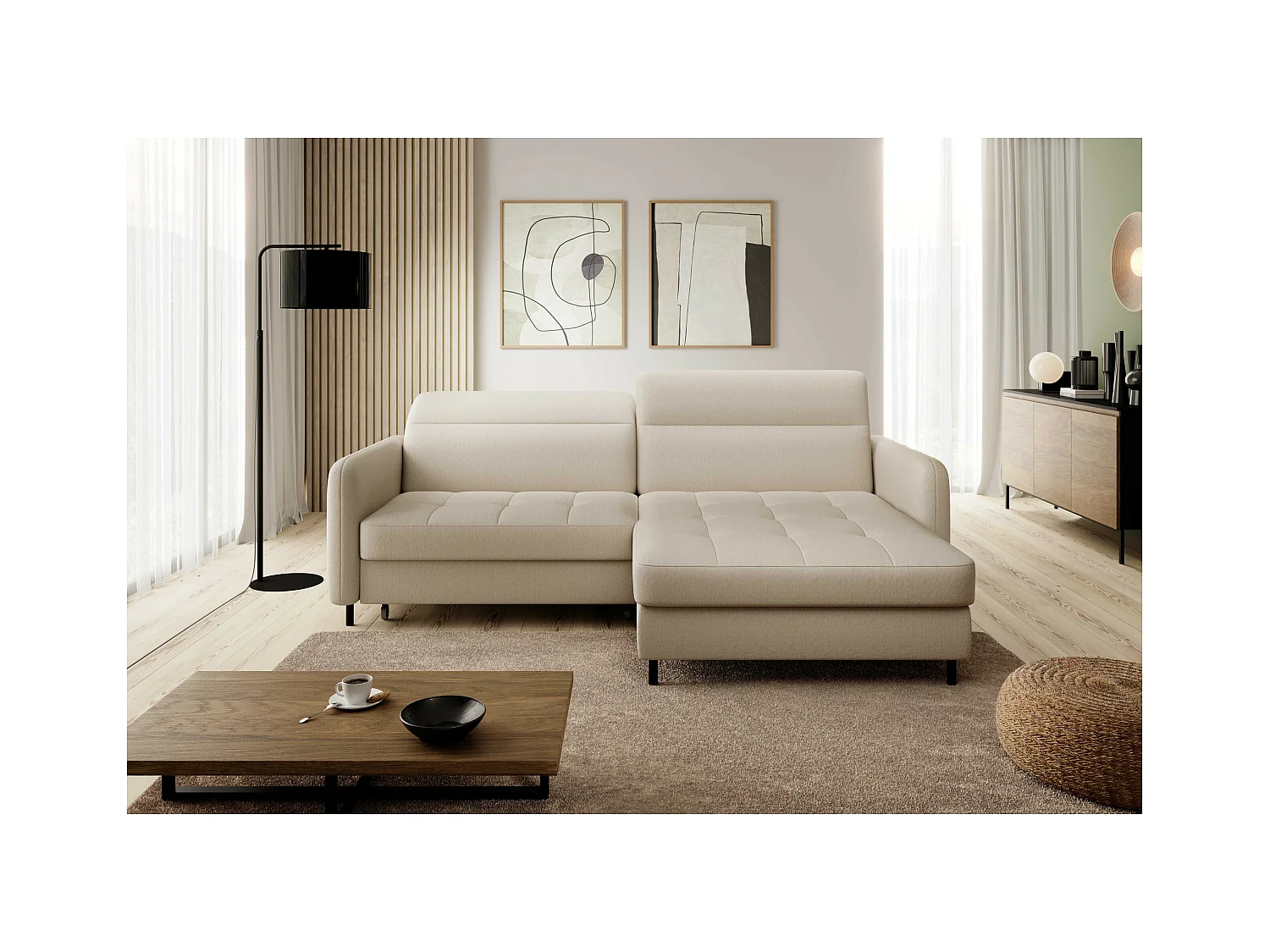 Canapé Corner Tippo R/revêtement tissu/Beige