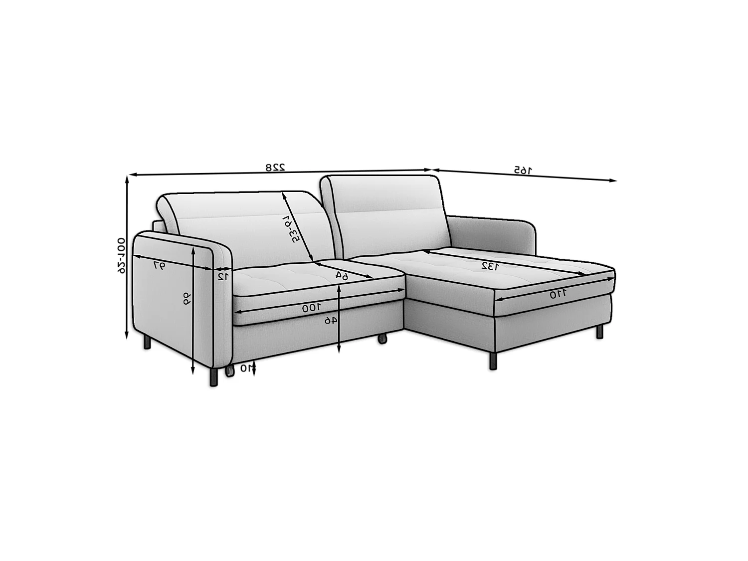 Canapé Corner Tippo R/revêtement tissu/Beige