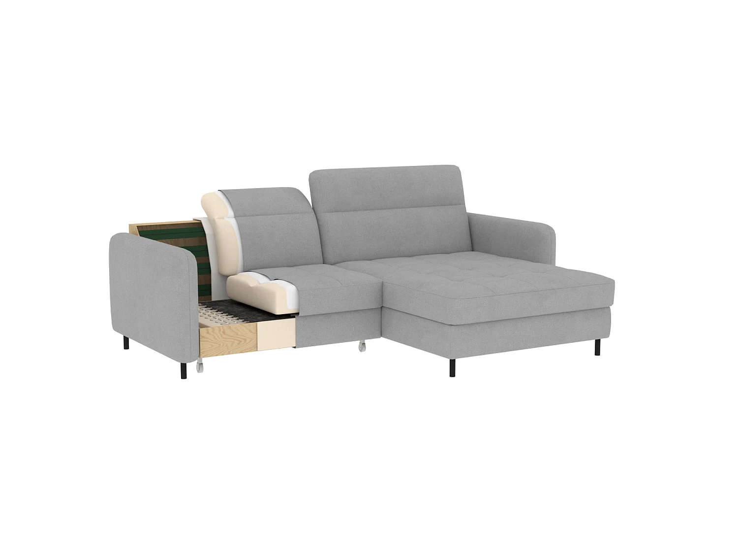 Divano d'angolo Tippo R/rivestimento in tessut/Beige