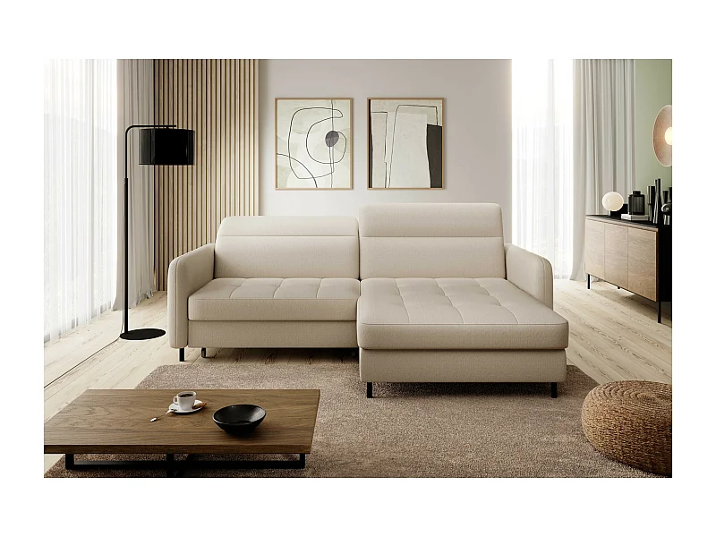 Divano d'angolo Tippo R/rivestimento in tessut/Beige