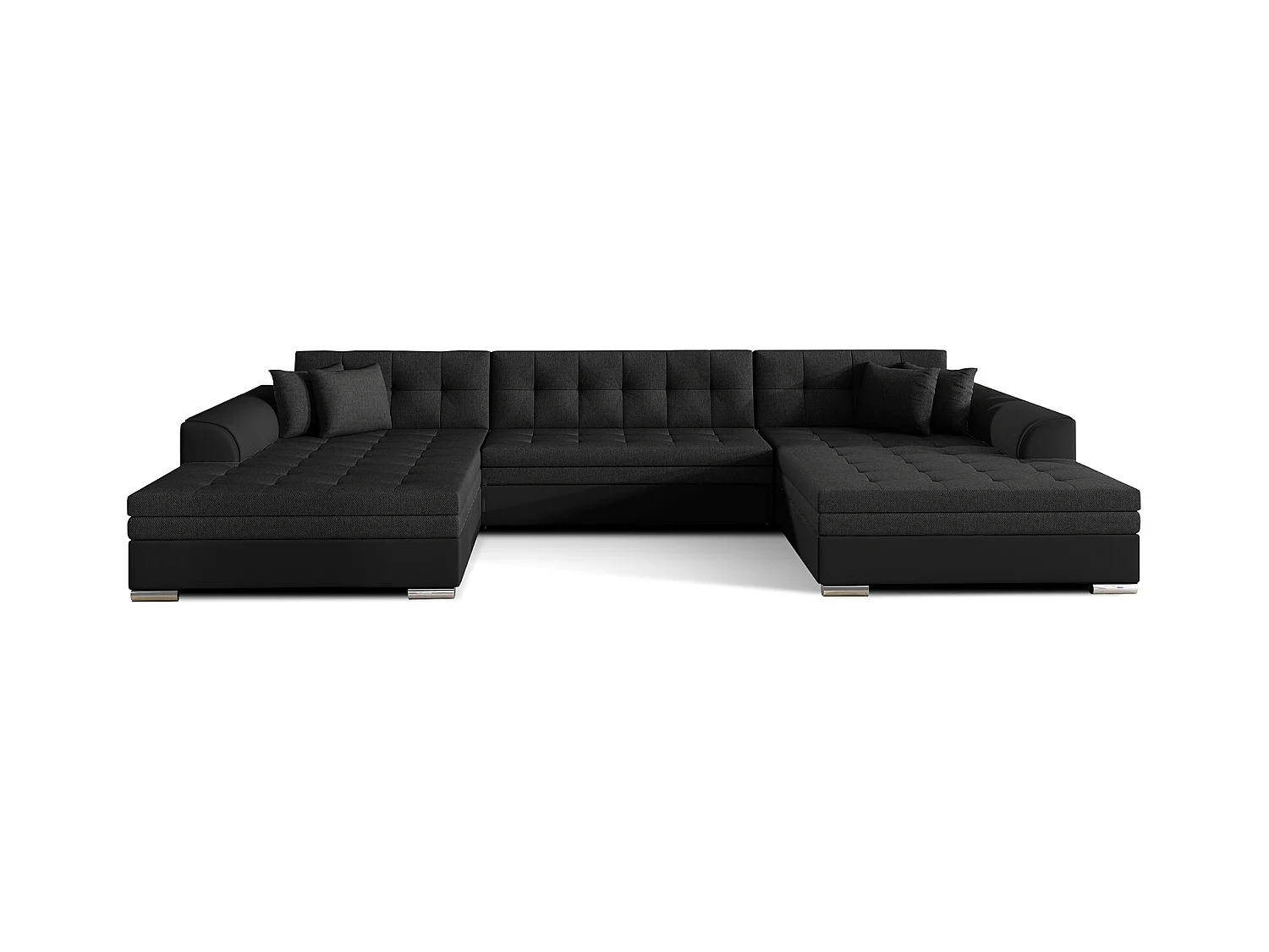 Divano d'angolo Grande-U/rivestimento in tessut/Nero